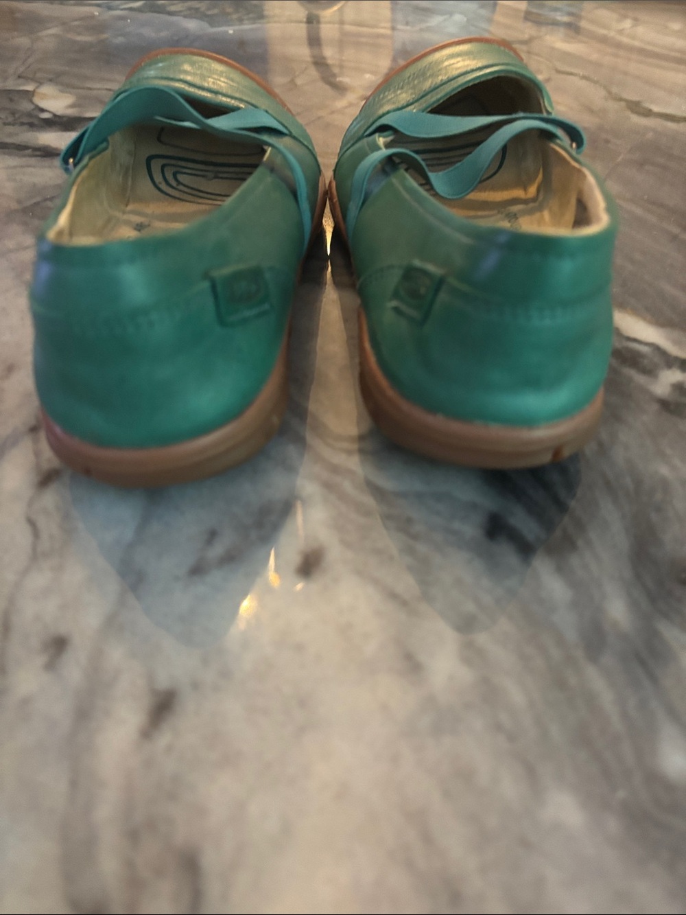 KEEN Teal Green Slip-On Flats with Elastic Cross Straps - Picture 9 of 9